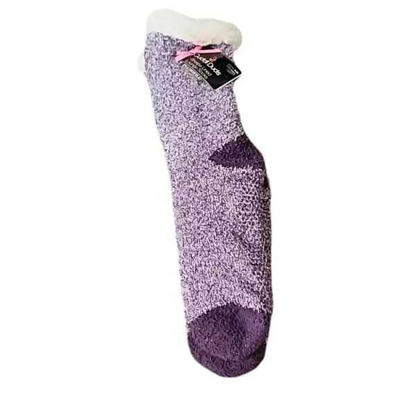 CuddlDuds Sherpa Lined Lounge Purple Slipper Socks Shoe Size 4-10. Nwt - Picture 1 of 4